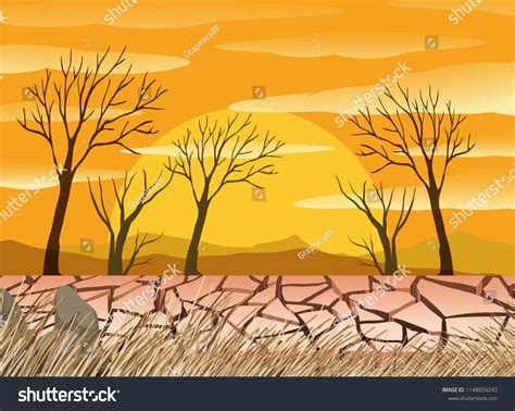 Drought Desert Scence Illustration Stock Vector Royalty Free