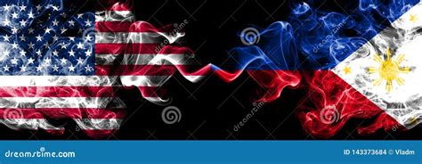 United States Of America Vs Philippines Filipino Smoky Mystic Flags