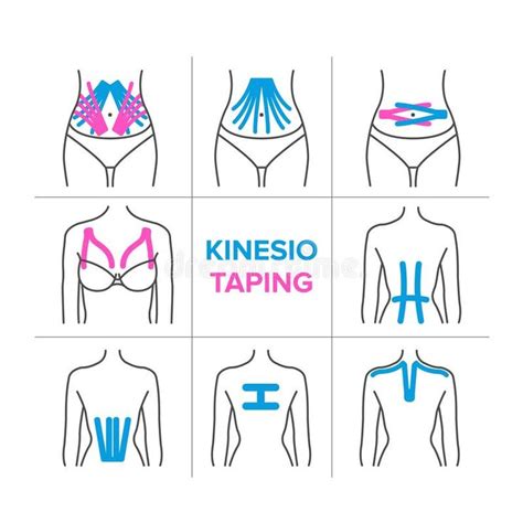 The kinesiology taping vector illustration | Kinesiology taping, Kinesio taping, Kinesiology