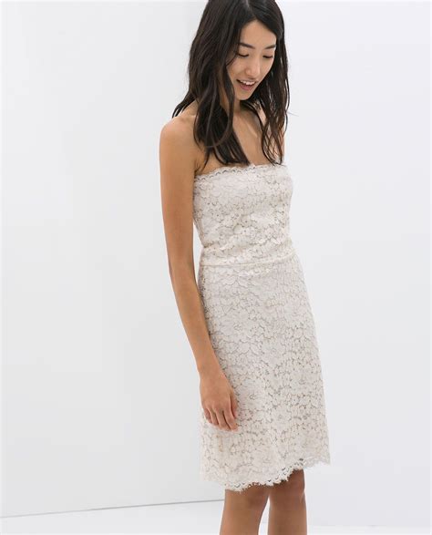 Image Of From Zara Lace Dress Strapless Lace Dress Lace White Dress