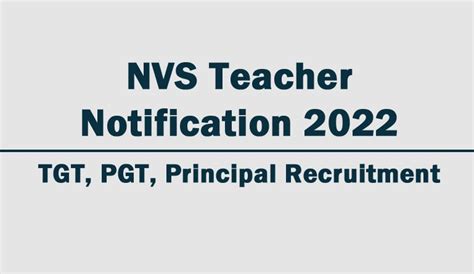 NVS Teacher Recruitment 2022 TGT PGT Principal Recruitment In NVS