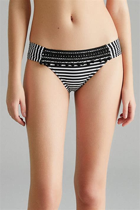 Siyah Helen Hipkini Bikini Altı PLWPCOVL IY BST Siyah çizgili Penti