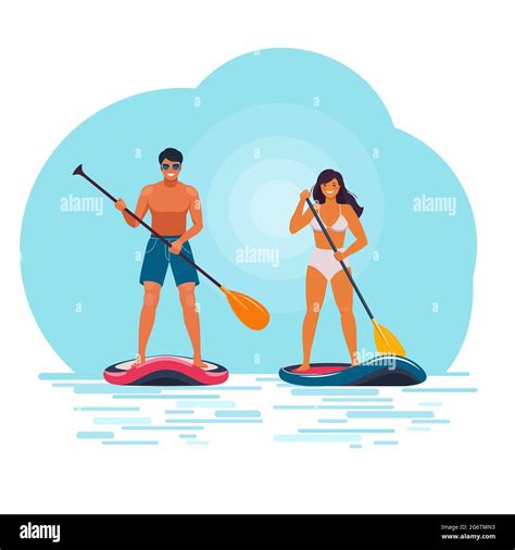 Stand Up Paddleboard Man Stock Vector Images Alamy