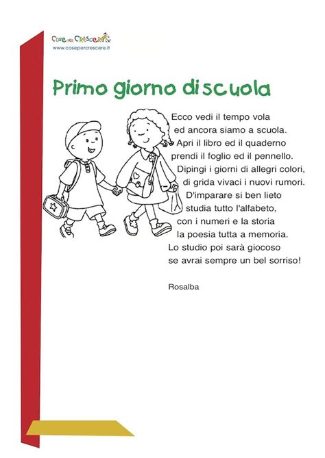 Primo Giorno Di Scuola Poesia Per Bambini