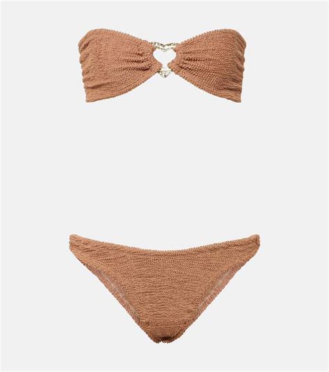Hunza G Nicole Embellished Bikini Brown Editorialist