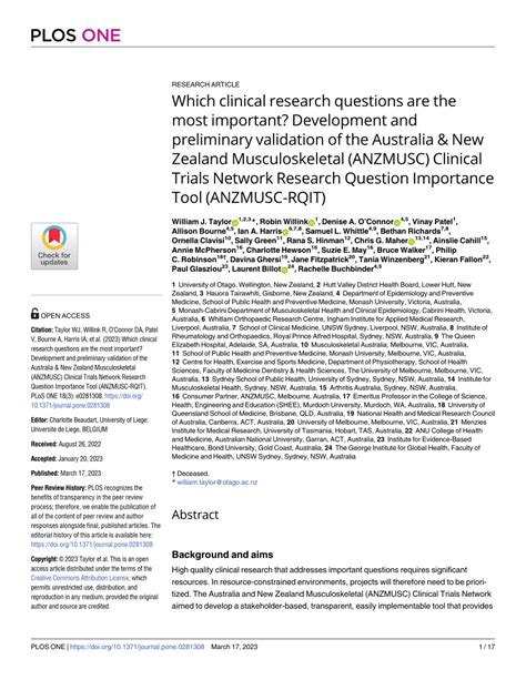 Pdf Which Clinical Research Questions Are The Most Important