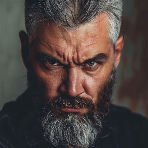 Premium Photo Portrait Of An Angry Old Man With Gray Hair And A Beard