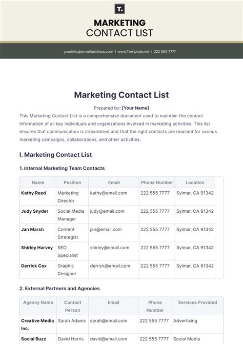Free Emergency Contacts List Template to Edit Online