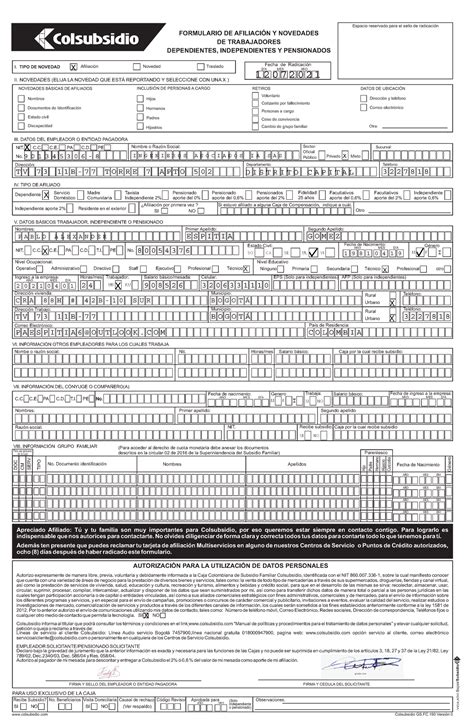 Result Images Of Como Llenar Formulario De Afiliacion Colsubsidio