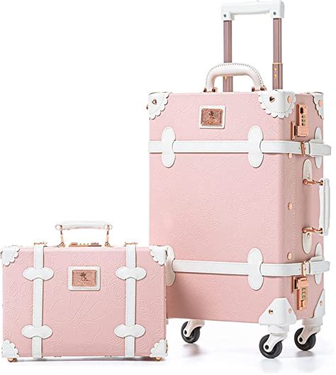 Review Unitravel Vintage Suitcase Set 20 Inch PU Leather Spinner