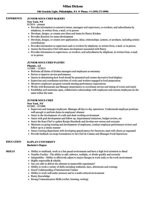 Free Junior Sous Chef Resume Samples Velvet Jobs Sous Chef Job