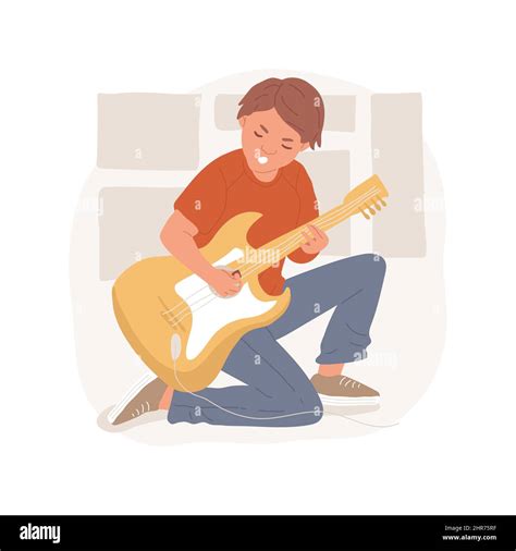 Tocar la guitarra eléctrica ilustración de vector de dibujos animados