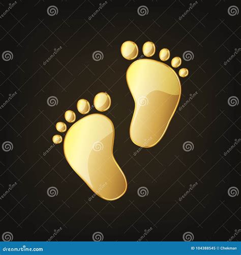 Golden Baby Footprints Vector Illustration Stock Illustration