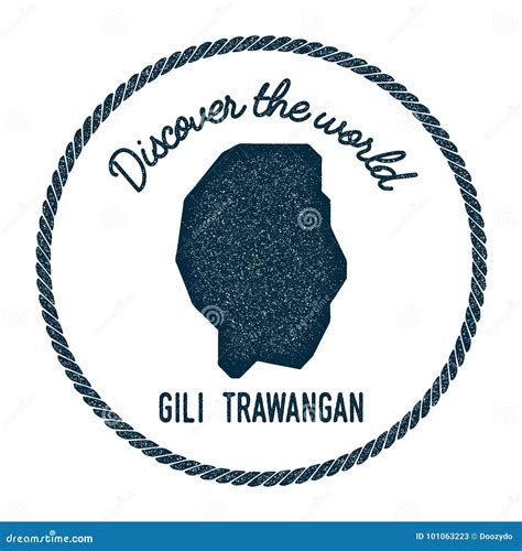 Gili Trawangan Map in Vintage Discover the World. Stock Vector - Illustration of modish, navy ...