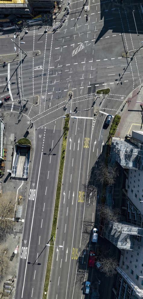 Aerial View Sunny Intersecting City Streets Stuttgart Baden