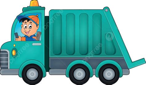 Garbage Collection Truck Theme Image 1 Drive Truck Man Vector, Drive ...