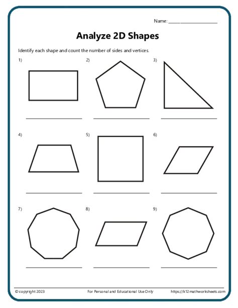 2D Shapes Worksheets