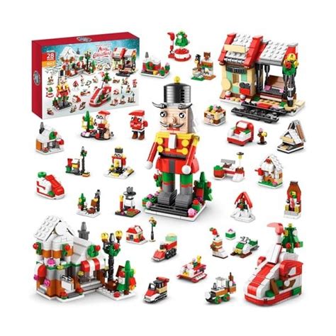 Calendrier de Lavent Noël 2023 Blocs de Construction de Noël Jouets