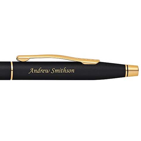 Engraved Cross Pen Set | Personalized Cross Classic Century Black Pen and Pencil Set, Gold Trim ...