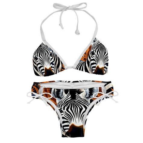 Zebra Detachable Sponge Adjustable Strap Bikini Set Two Pack Swimsuits For All Occasions