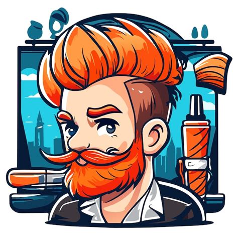 Barbershop Barba Hombre Corte De Pelo Hipster Dibujado A Mano Plano