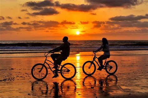 Bicycle Riding On The Beach At Sunset In Oceanside November 4 By