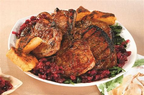 Smoked Pork Chops With Polenta And Cranberry Chutney