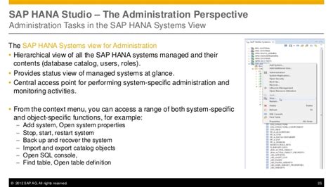 Sap Hana Admin Tasks Using Sap Hana Studio Sap Hana Administration