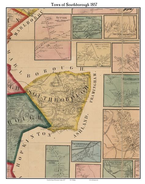 Southborough Massachusetts 1857 Old Town Map Custom Print Worcester