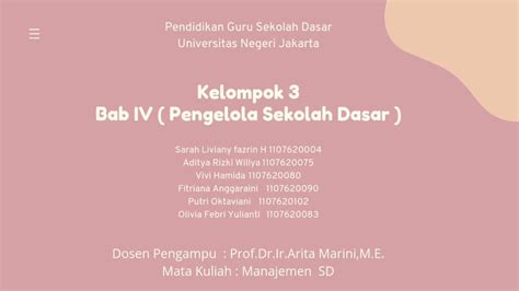 Presentasi Kelompok Kelas A Pgsd Manajemen Sekolah Dasar