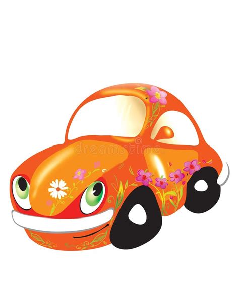 Orange car stock illustration. Illustration of funny, girl - 7256570