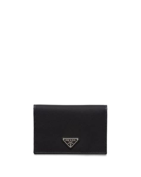 Prada Re Nylon Enamel Triangle Logo Wallet In Black For Men Lyst