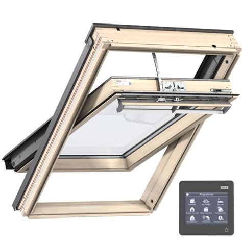 Fenêtre de toit motorisée Velux GGL Integra tout confort SK06 bois