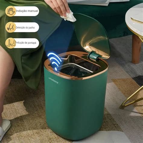 Melhor Lixeira Para Banheiro - Lixeira Inteligente para Banheiro e Cozinha Automática Colorida 12 Lit