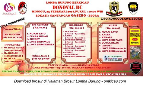 Lomba Burung Berkicau Donoval Bc Blora Minggu Februari Om Kicau