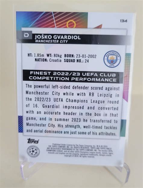 2023 24 TOPPS FINEST UEFA JOSKO GVARDIOL FARRIS WHEEL 134 Ser 084 135