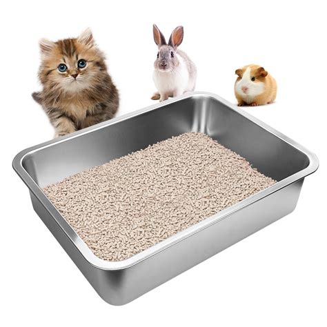 Stainless Steel Cats Litter Box, 4" Height Litter Box for Small Animals
