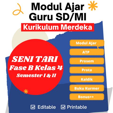 Jual Modul Ajar Seni Tari Kelas 4 Sd Kurikulum Merdeka Prototype 2022