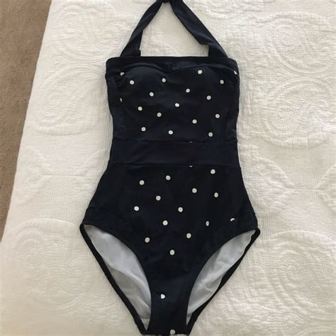 Boden Swim Boden Navy Polka Dot Santorini Swimsuit 2 Xs Retro