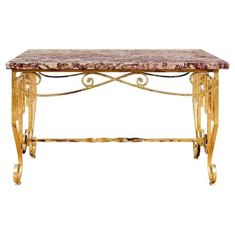 Antique Wrought Iron and Marble Coffee Table at 1stDibs | wrought iron