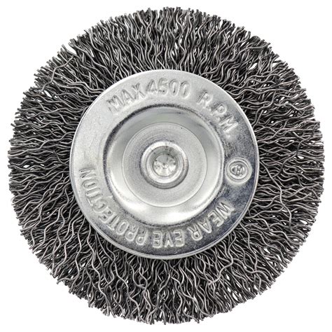 Circular Crimped Wire Brush On 14 Shank Coarse 3 Diameter Shark