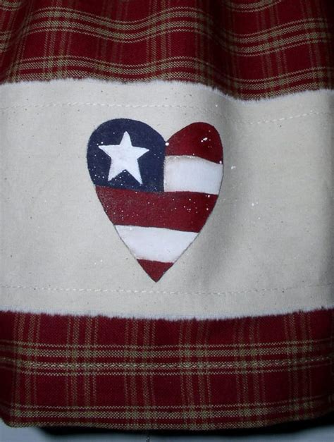 Americana Hearts And Stars Valance Berry Homespun Plaid Usa Etsy