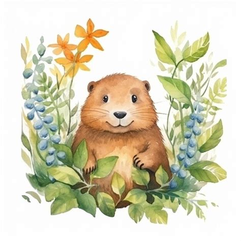 Premium Photo A Close Up Of A Watercolor Painting Of A Groundhog