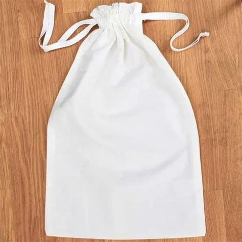 Potli Bag White Small Cotton Drawstring Bags Capacity 1 Kg Size