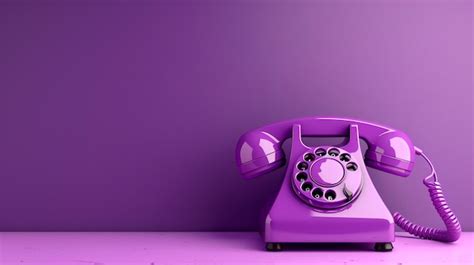 Purple rotary phone on a purple background | Premium AI-generated image