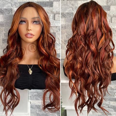 Red Is Auburn Wig Etsy