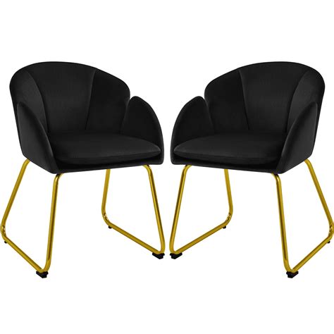 Yaheetech Flower Shape Velvet Armchair With Golden Metal Legs Set Of