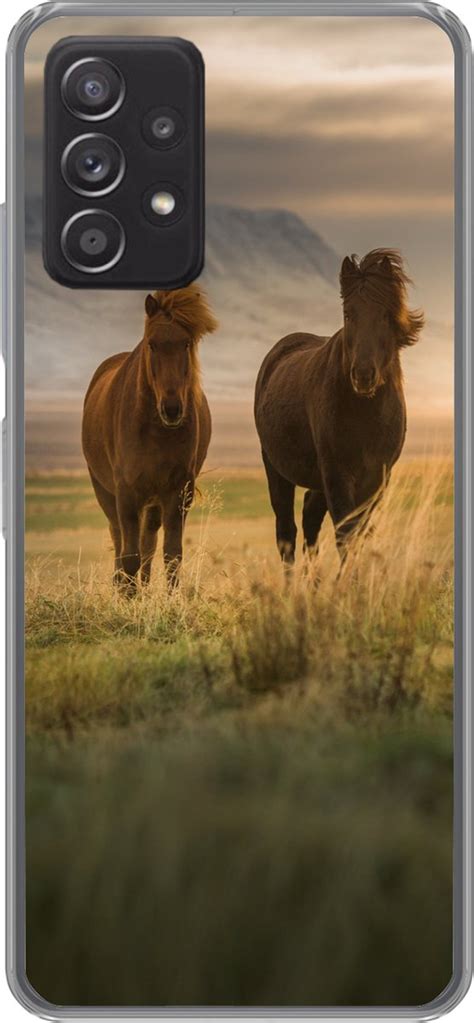 Samsung Galaxy A53 5G Hoesje Paarden Lucht Gras Siliconen