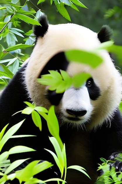 Premium AI Image | A closeup view of a panda bear in its natural ...