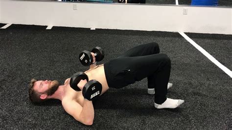 Floor Press From A Glute Bridge With Dumbbells YouTube